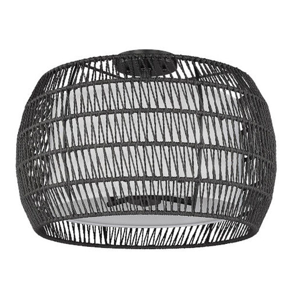 Everly Matte Black Four-Light Semi-Flush Mount with Rattan Shade, image 3